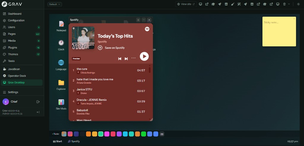 Spotify running in a Mambo Desktop window